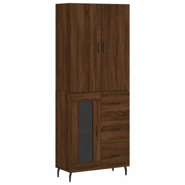 vidaXL Hoge kast 69,5x34x180 cm bewerkt hout bruin eikenkleur