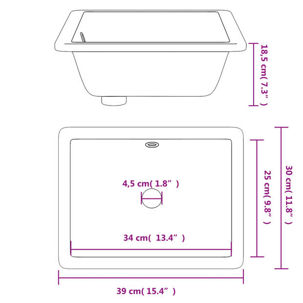 The Living Store Wastafel - Wastafel - 39 x 30 x 18.5 cm - Hoogglans