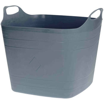 Flexibele kuip emmer/wasmand - grijs - 40 liter - vierkant - kunststof - Wasmanden