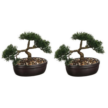 Set van 2x stuks atmosphera bonsai in keramische pot 23 cm - Kunstplanten