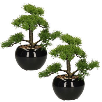Set van 2x stuks atmosphera bonsai in keramische pot 36 cm - Kunstplanten