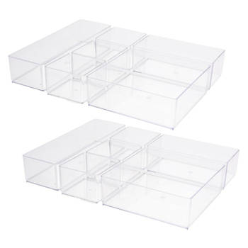 2x stuks make-up organizer 6-vaks van 30 x 22,5 x 5 cm - Opbergbox