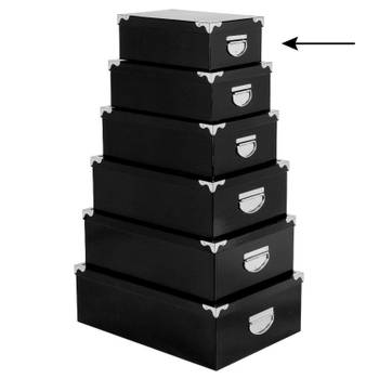 5Five Opbergdoos/box - 2x - zwart - L28 x B19.5 x H11 cm - Stevig karton - Blackbox - Opbergbox