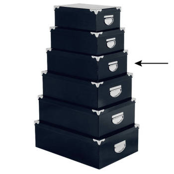 5Five Opbergdoos/box - 2x - donkerblauw - L36 x B24.5 x H12.5 cm - Stevig karton - Bluebox - Opbergbox