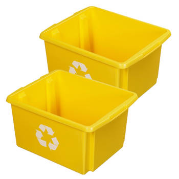 Sunware Opslagbox - 2 stuks - kunststof 32 liter geel 45 x 36 x 24 cm - Opbergbox