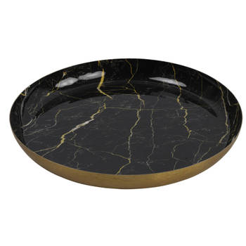 Countryfield Kaarsenbord - Marble - Metaal - zwart/goud - Dia 26 cm - Kaarsenplateaus