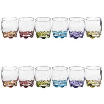 Set van 12x stuks drinkglazen/waterglazen kleurenmix 310 ml - Drinkglazen
