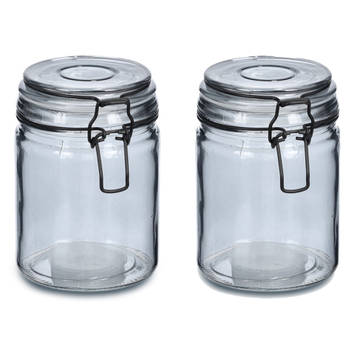 Zeller Weckpotten/inmaakpotten - 2x - 250 ml - glas - met beugelsluiting - D8 x H10 cm - Weckpotten
