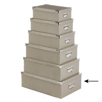 5Five Opbergdoos/box - beige - L48 x B33.5 x H16 cm - Stevig karton - Crocobox - Opbergbox