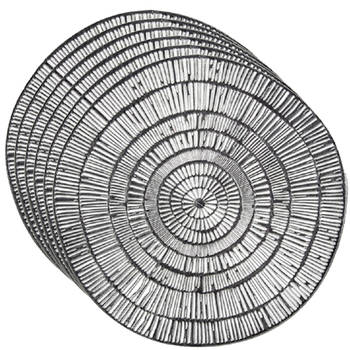 Set van 6x stuks ronde Placemats metallic zilver look diameter 38 cm - Placemats