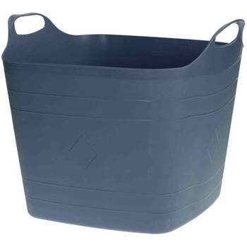 Flexibele kuip emmer/wasmand - blauw - 40 liter - vierkant - kunststof - Wasmanden