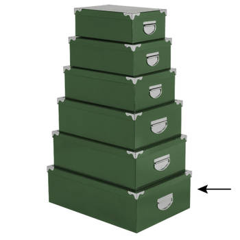 5Five Opbergdoos/box - groen - L48 x B33.5 x H16 cm - Stevig karton - Greenbox - Opbergbox