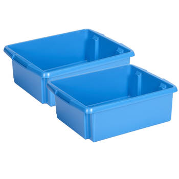 Sunware Opslagbox - 2 stuks - kunststof 17 liter blauw 45 x 36 x 14 cm - Opbergbox