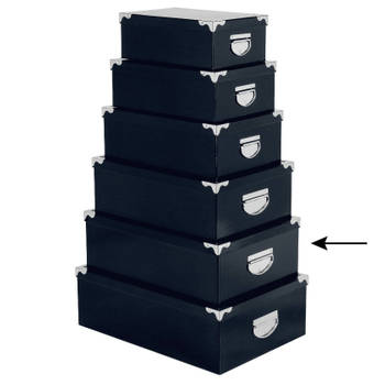 5Five Opbergdoos/box - 2x - donkerblauw - L44 x B31 x H15 cm - Stevig karton - Bluebox - Opbergbox