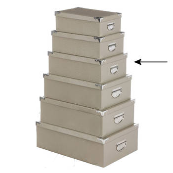 5Five Opbergdoos/box - beige - L36 x B24.5 x H12.5 cm - Stevig karton - Crocobox - Opbergbox