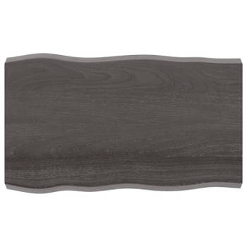 vidaXL Tafelblad natuurlijke rand 100x60x(2-6)cm eikenhout donkerbruin