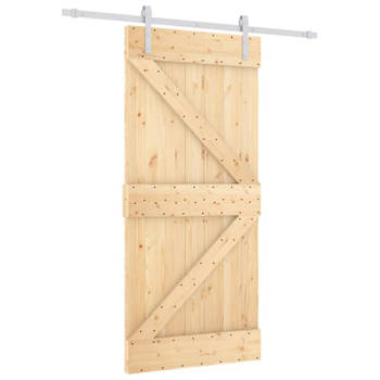 vidaXL Schuifdeur met beslag 90x210 cm massief grenenhout