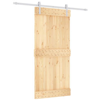 vidaXL Schuifdeur met beslag 95x210 cm massief grenenhout