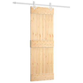 vidaXL Schuifdeur met beslag 70x210 cm massief grenenhout