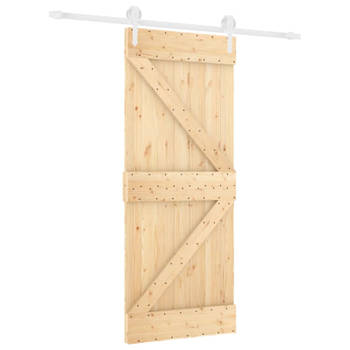 vidaXL Schuifdeur met beslag 85x210 cm massief grenenhout