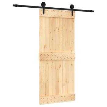 vidaXL Schuifdeur met beslag 90x210 cm massief grenenhout