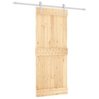 vidaXL Schuifdeur met beslag 85x210 cm massief grenenhout