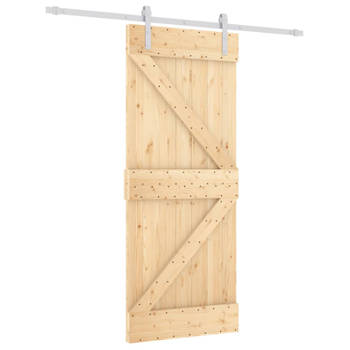 vidaXL Schuifdeur met beslag 85x210 cm massief grenenhout