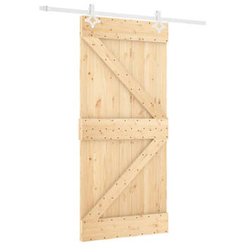 vidaXL Schuifdeur met beslag 90x210 cm massief grenenhout