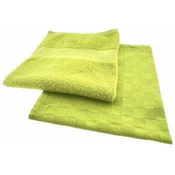 Arowell - Keukenhanddoek en Theedoek - Groen - 2x 10 stuks