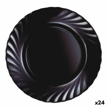 Eetbord Luminarc Trianon Black Zwart Glas Ø 24,5 cm (24 Stuks)