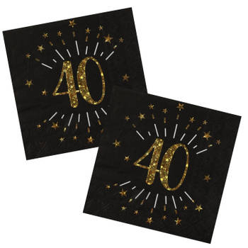 Verjaardag feest servetten leeftijd - 50x - 40 jaar - goud - 33 x 33 cm - Feestservetten
