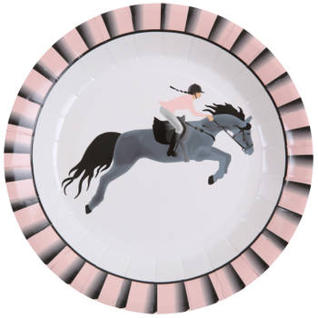 Santex paarden thema feest wegwerpbordjes - 10x stuks - 23 cm - paardrijden themafeest - Feestbordjes