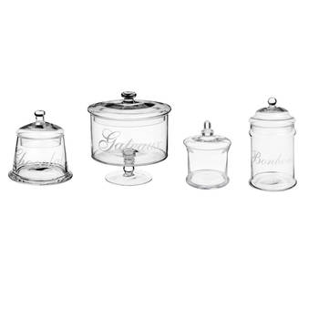 Set van 4x snoeppotten/voorraadpotten 0,4L - 1L - 1,8L - 2L glas met deksel - Voorraadpot