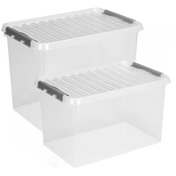 Sunware opslagboxen met deksel - 2x stuks - kunststof - 62 L en 72 L - Opbergbox