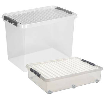 Sunware opslagboxen met deksel - 2x stuks - kunststof - 60 L en 72 L - Opbergbox