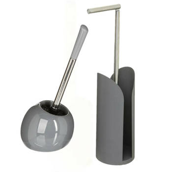 WC-/toiletborstel met toiletrolhouder set grijs - Badkameraccessoireset