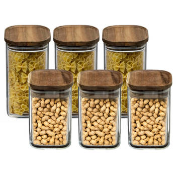 Set van 6x keuken voorraadbussen/potten glas 1.0 en 1.3 Liter inhoud - Voorraadpot