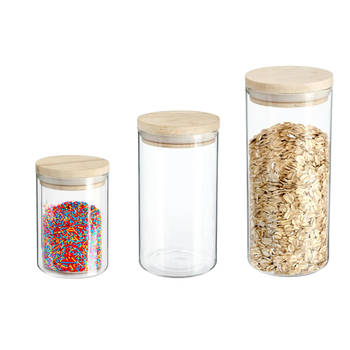 Set van 6x keuken voorraadbussen/potten glas 0.6-1.0-1.3 Liter inhoud - Voorraadpot