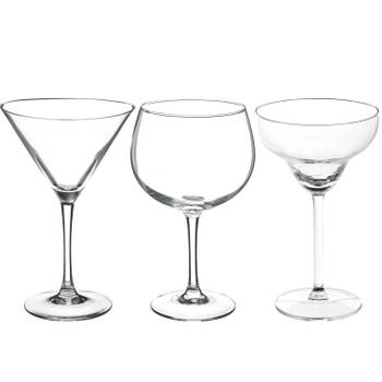 Cocktailglazen set - gin/martini/margarita glazen - 12x stuks - Drinkglazen