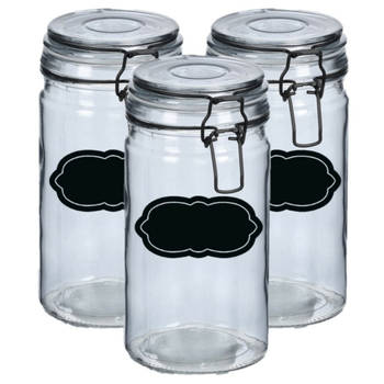 Weckpot/inmaakpot - 4x - 750 ml - glas - met beugelsluiting - incl. etiketten - Weckpotten