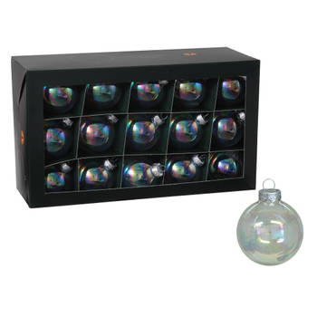 Othmar Decorations kerstballen -30x - transparant parelmoer -6cm- glas - Kerstbal