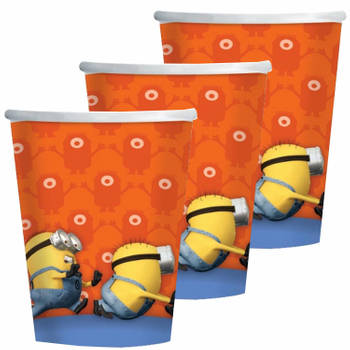 16x Minions bekertjes oranje karton 266 ml - Feestbekertjes