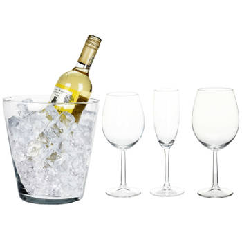 Wijnglazen set 18-delig incl. glazen wijn/champagne koeler - Wijnglazen