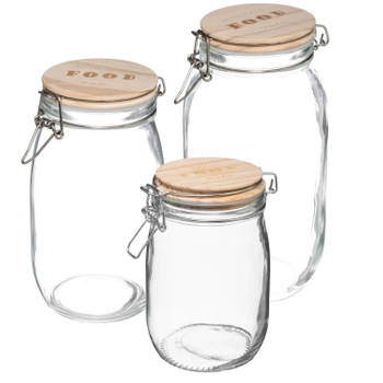 Set van 3x keuken voorraadbussen/potten glas 0.50/1.0/2.0 Liter inhoud - Voorraadpot