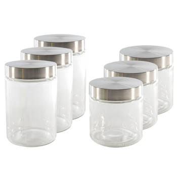 Set van 6x keuken voedsel opslag voorraadpotten glas in 2 formaten - Voorraadpot