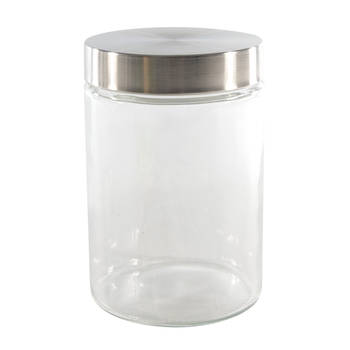 Voorraadpot/bewaarpotA 1200 ml glas met RVS deksel - Voorraadpot