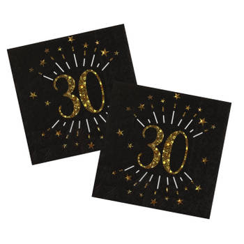 Verjaardag feest servetten leeftijd - 50x - 30 jaar - goud - 33 x 33 cm - Feestservetten