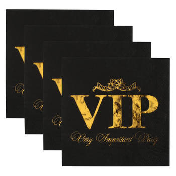 Santex VIP thema feest servetten - 40x stuks - 33 x 33 cm - papier - goud/zwart themafeest - Feestservetten
