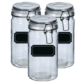 Weckpotten/inmaakpotten - 4x - 750 ml - glas - met beugelsluiting - incl. etiketten - Weckpotten