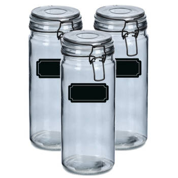 Weckpotten/inmaakpotten - 4x - 1L - glas - met beugelsluiting - incl. etiketten - Weckpotten